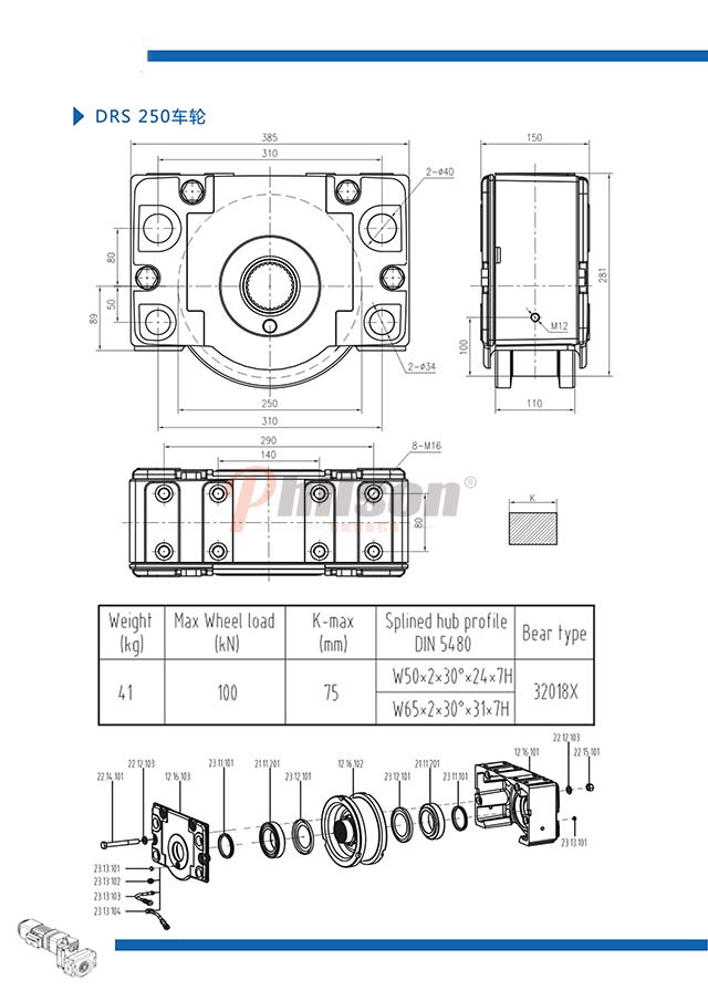 DRS250车轮组剖面图